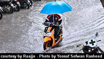 courtesy Raajje - Streets of the capital city, flooded due to heavy rain showers - (Photo by Yoosuf Sofwan Rasheed )