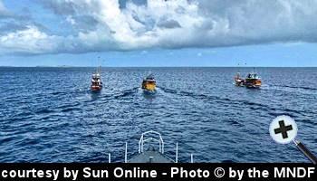 courtesy Sun Online - 3 Sri Lankan fishing boats found fishing illegally in Maldives - (Photo by the MNDF)