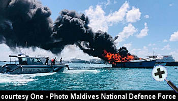 courtesy Sun Online - Vessel in Hulhumale Lagoon Catches Fire